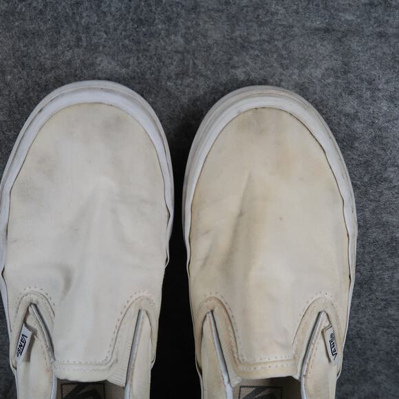 Vans Shoes Womens 7 Classic Slip On Sneakers Casual White Canvas Skate Trainers - Picture 7 of 11
